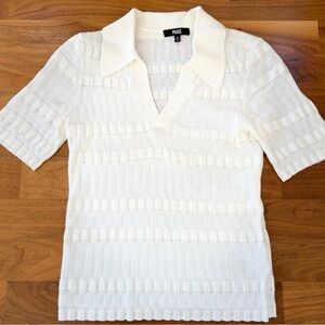 PAIGE Cream Short Sleeve Knit Top